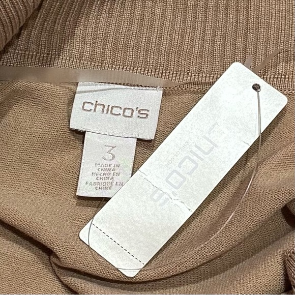 NEW Chico’s Camel Colored Cowl Neck Cozy Holiday Sweater Granola Girl Size XL - Picture 7 of 10
